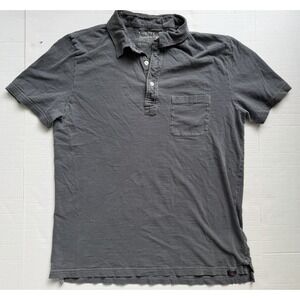 Faherty Sunwashed Polo Shirt Mens Medium Gray Organic Cotton Casual